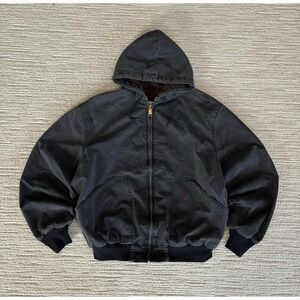 Vintage Walls Canvas Jacket Thermal Waffle Knit Lined Men's Large Hooded Black